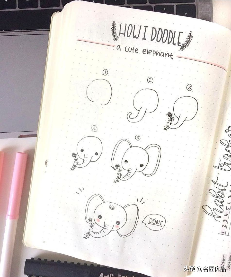 手帐简笔画可爱图案简单动物,手帐边框图案简笔画动物