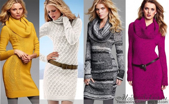 针织毛线连衣裙秋冬高级感,棒针连衣裙花样