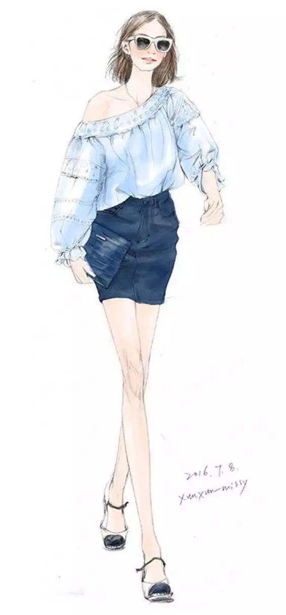 服装设计师画手稿视频,可爱的小插画手绘女孩服装