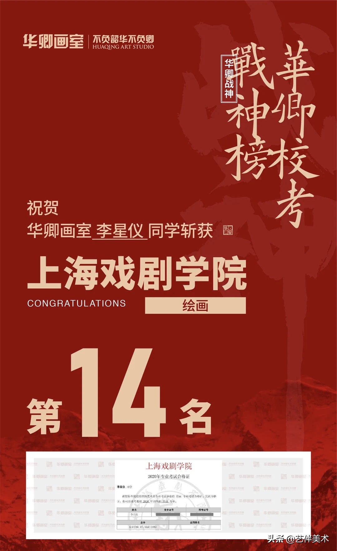 华卿画室—上戏四冠王专访“我想告诉您,我一定不会让您失望的”