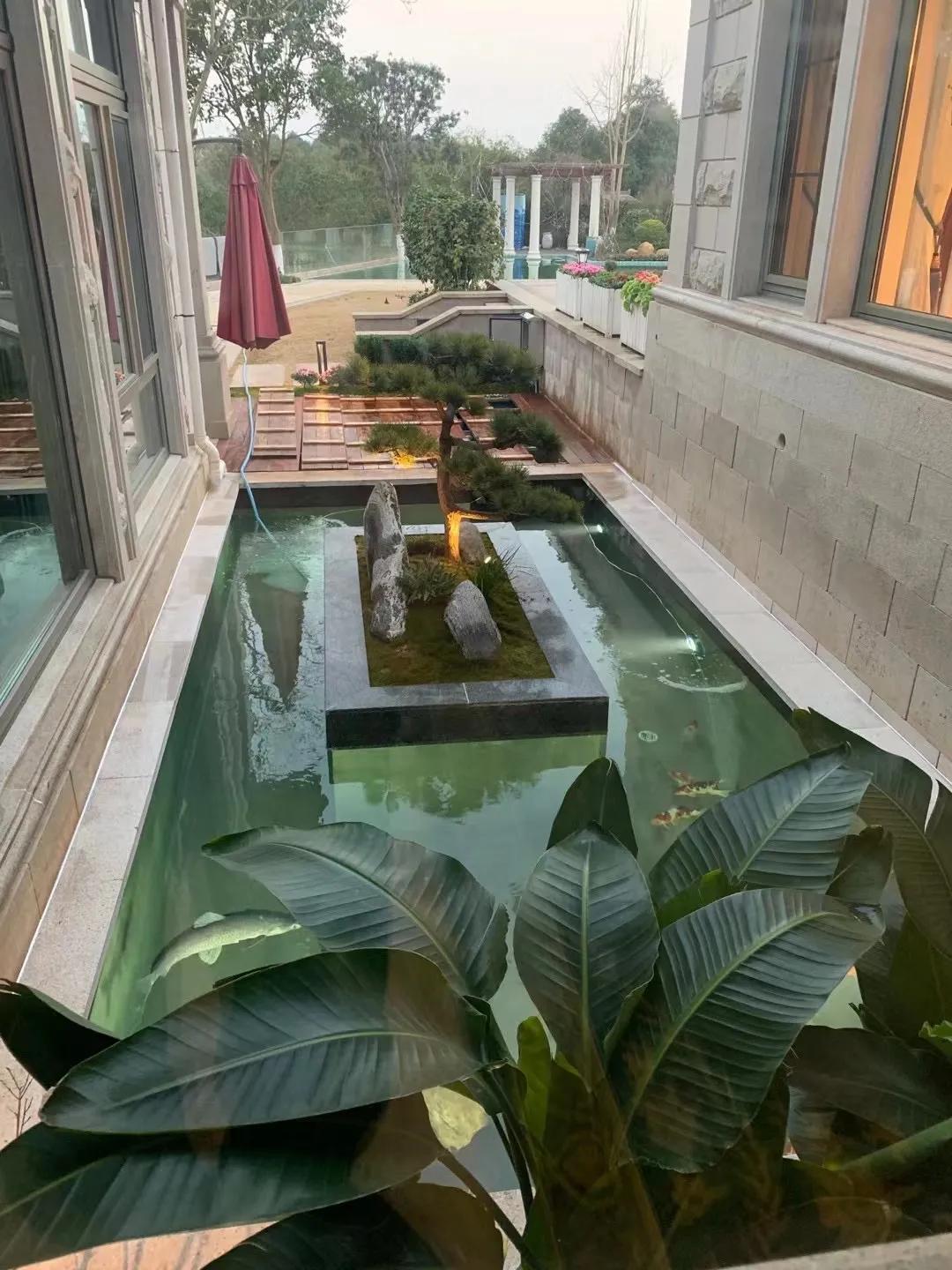 3-5吨锦鲤池建造,锦鲤池生态鱼池建造图