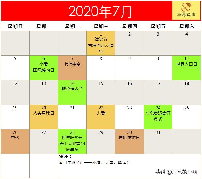 2025年营销日历,2020全年营销日历