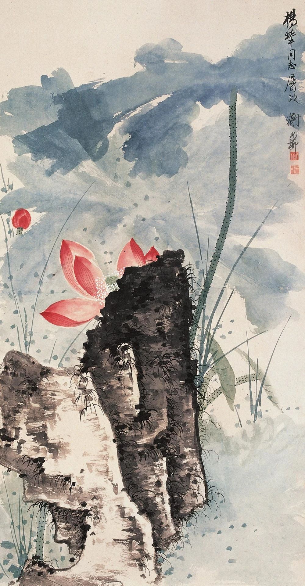 墨与色相碰撞,他笔下的荷花出淤泥而不染飘来阵阵清香