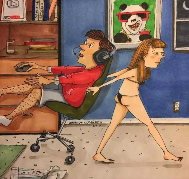 情侣两个人日常生活照片,情侣间的生活插画图片