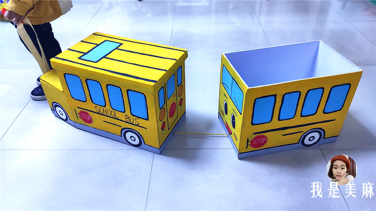 纸箱可以做幼儿园什么手工,手工纸箱校车制作方法