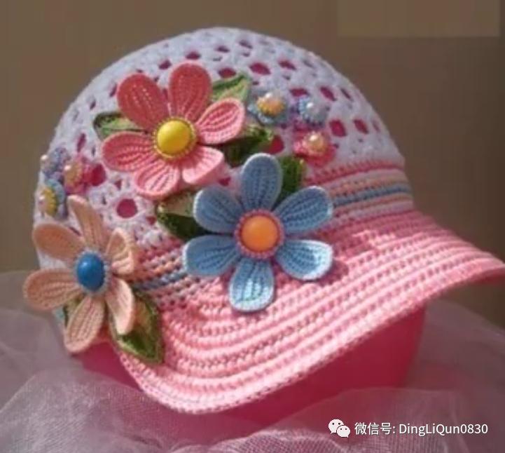 针织作品30款时尚钩花装饰帽子,简单易学又好看的针织帽子