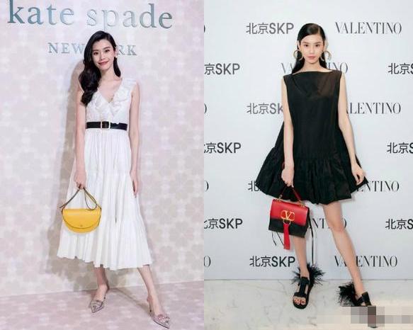 李冰冰黑色裙穿搭,李冰冰穿浅蓝色蕾丝裙