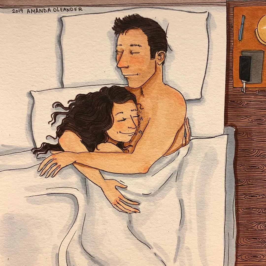 情侣两个人日常生活照片,情侣间的生活插画图片