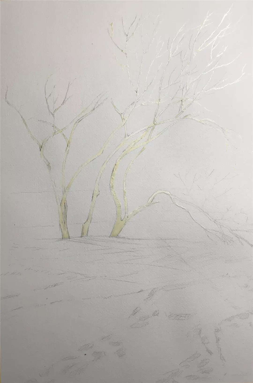 100幅风景写生水粉画教程,如何画雪景图水彩画教程