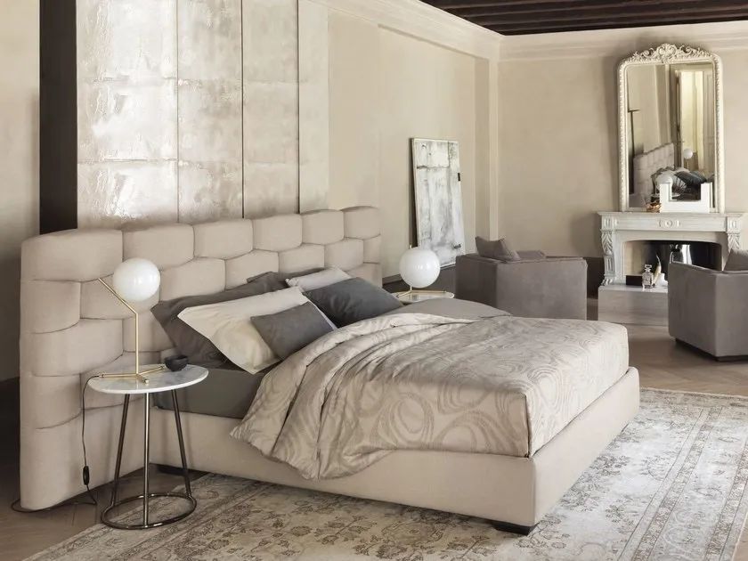 卧室床柜一体效果图,现代简约卧室家具全套