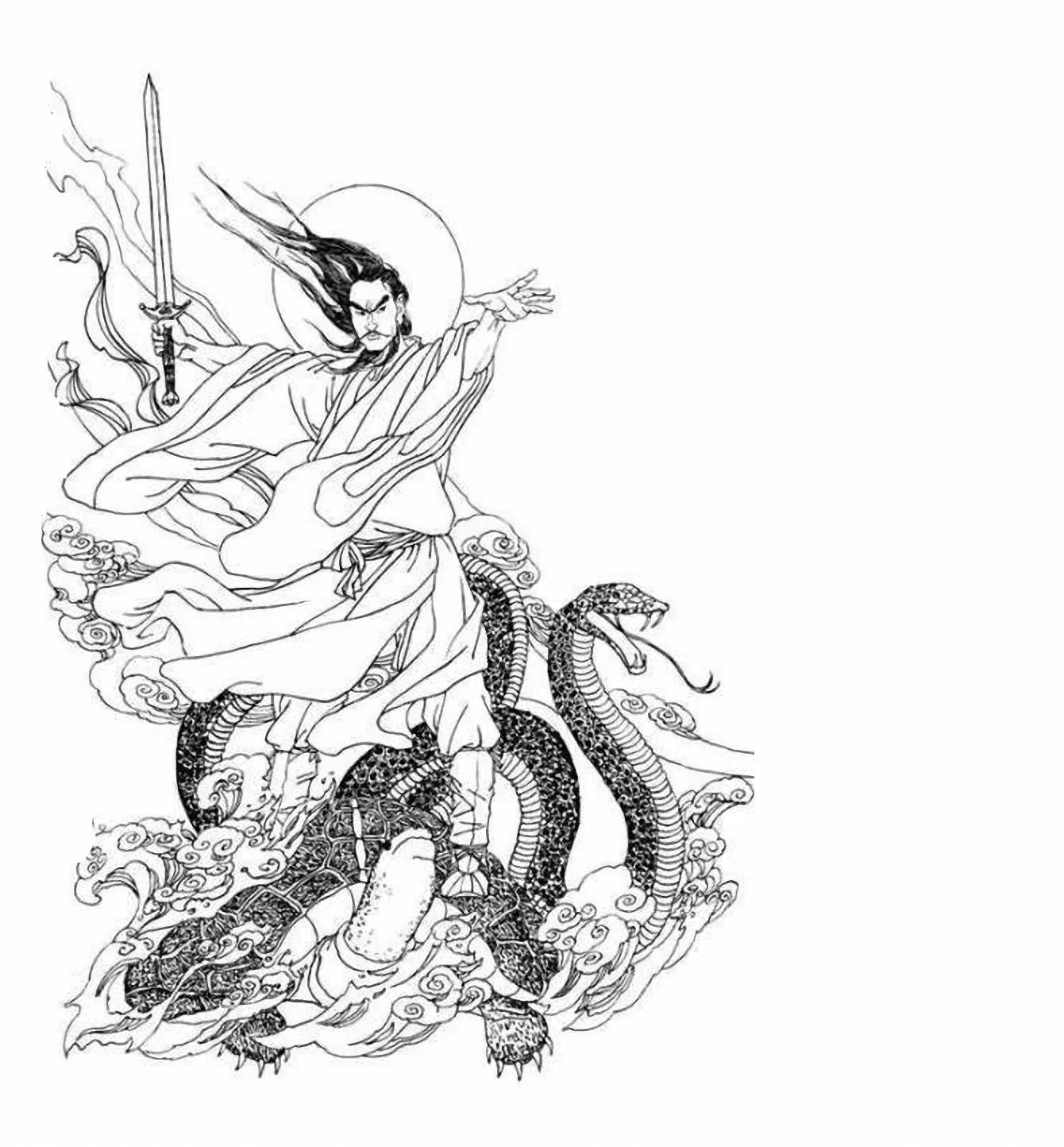 图谱神话人物工笔画白描,国画工笔人物白描图片大全大图