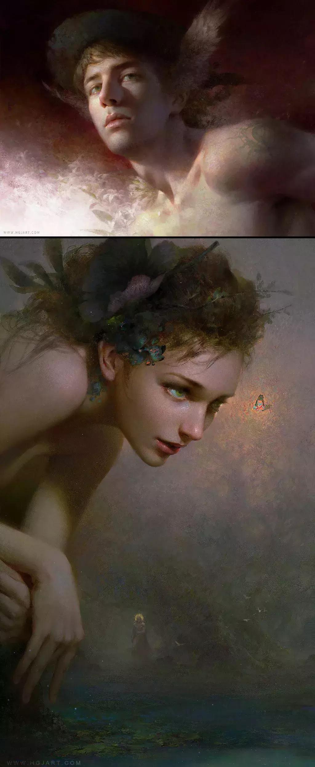 他的手绘原画太牛了，笔下美*欲人**欲飘仙，色调与笔感美煞无数网友