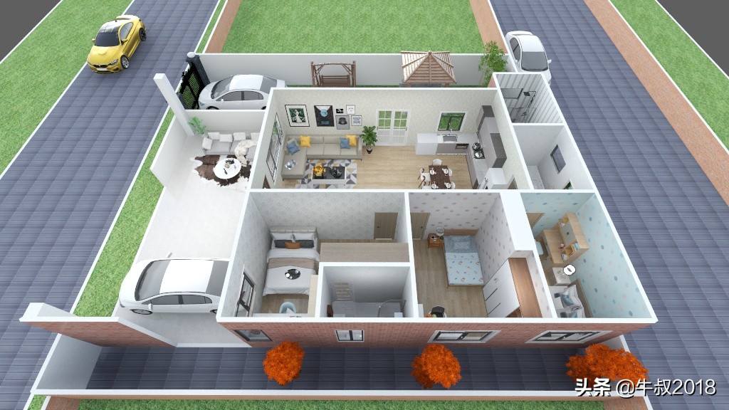 乡村养老别墅带庭院,农村简单养老房小户型设计