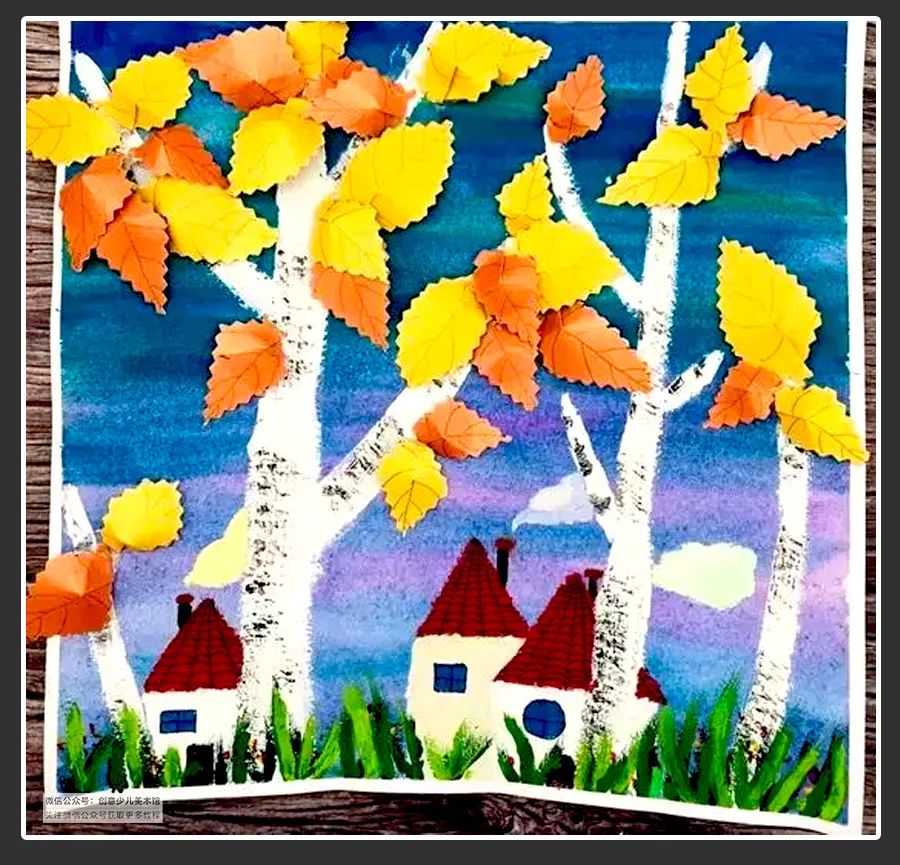 绘画素材9-12岁风景,绘画作品儿童创意7-10岁颜料画