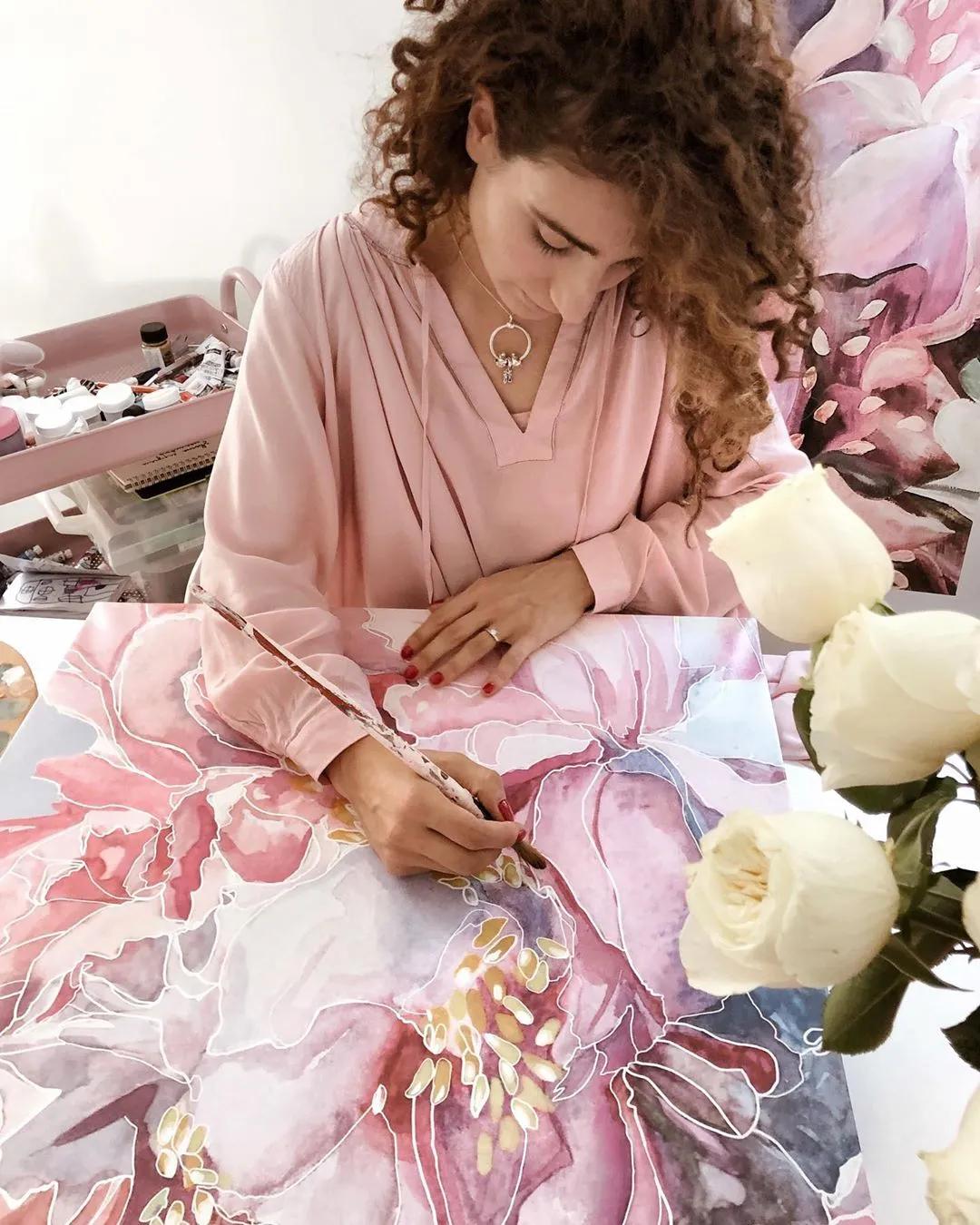 花卉墙绘,墙绘花卉色彩作品