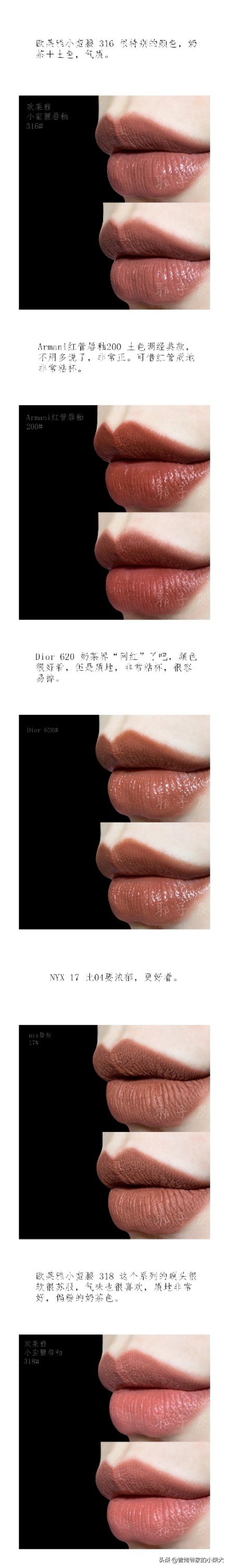 奶茶色系试色图片大全,奶茶土色系口红