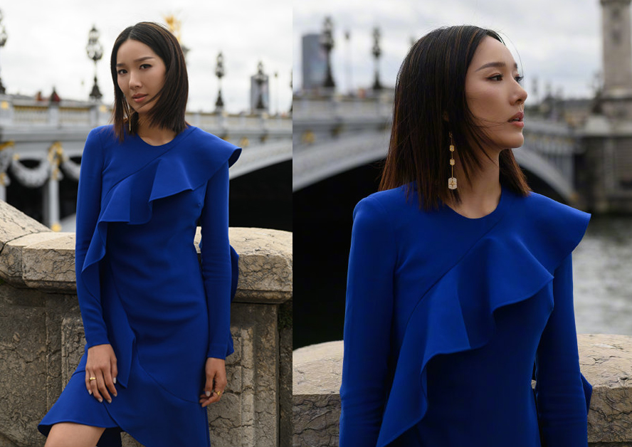 李亚男穿吊带裙图,李亚男穿黑色裙子