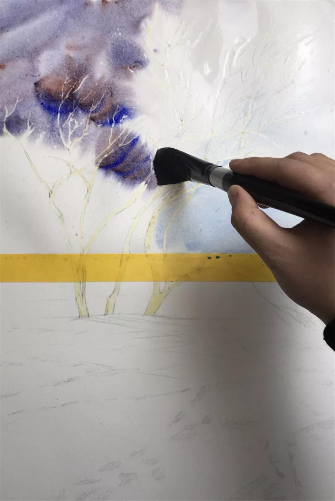 100幅风景写生水粉画教程,如何画雪景图水彩画教程