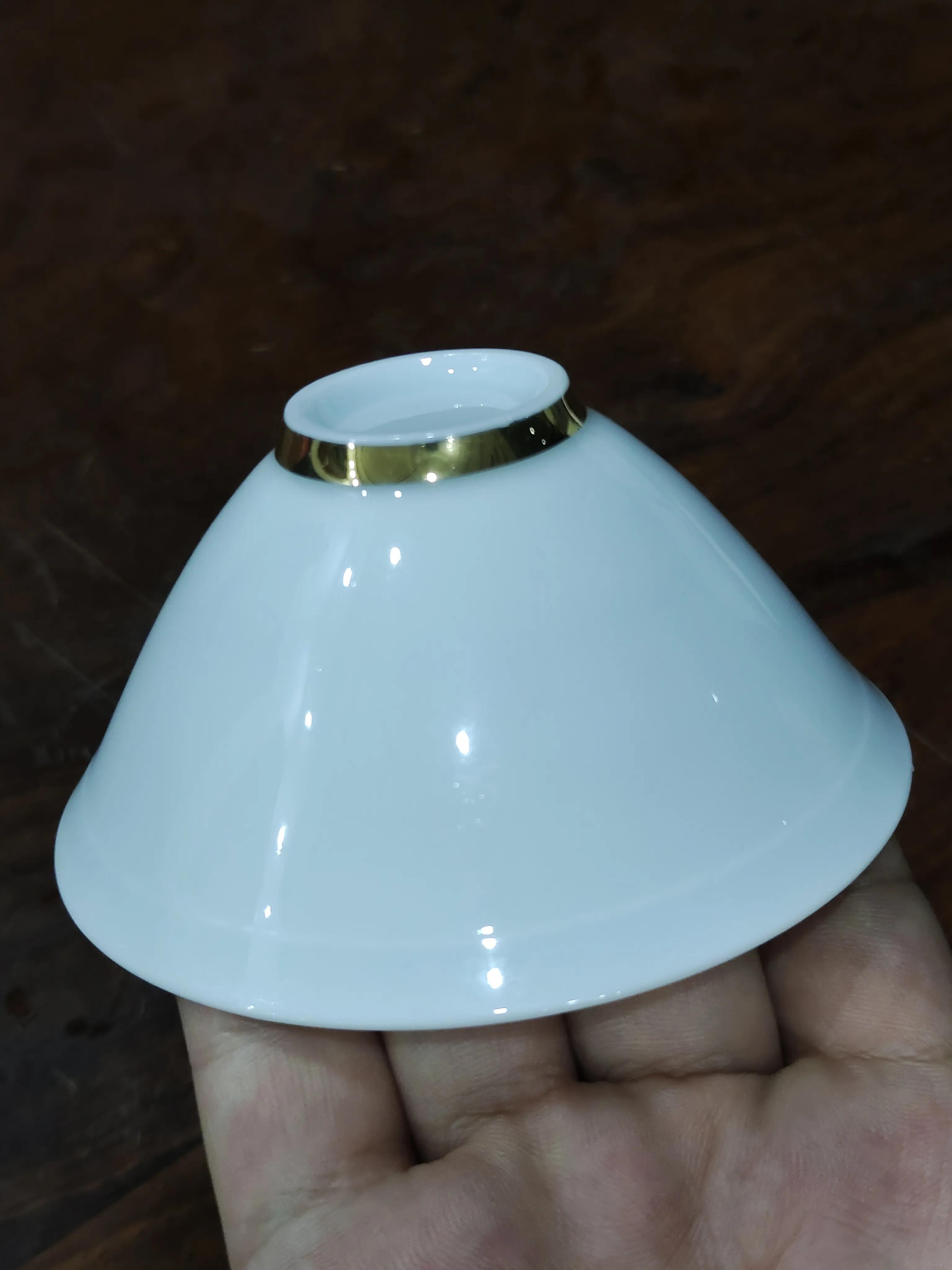 德化白瓷薄胎斗笠杯,日式陶釉斗笠杯