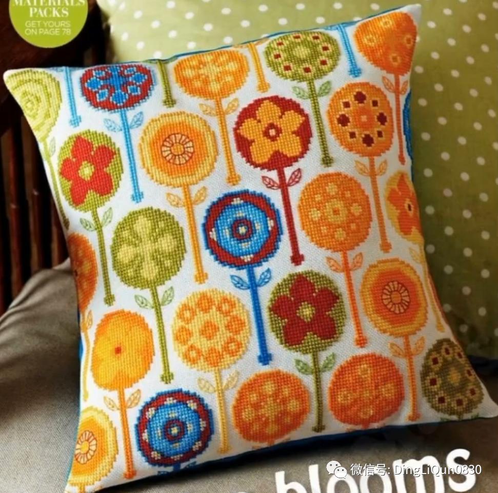 绣好的十字绣抱枕,十字绣新款圆形抱枕图案大全