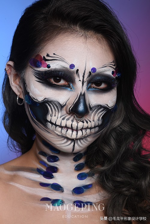 骷髅妆化妆技巧,骷髅妆个性化妆教程