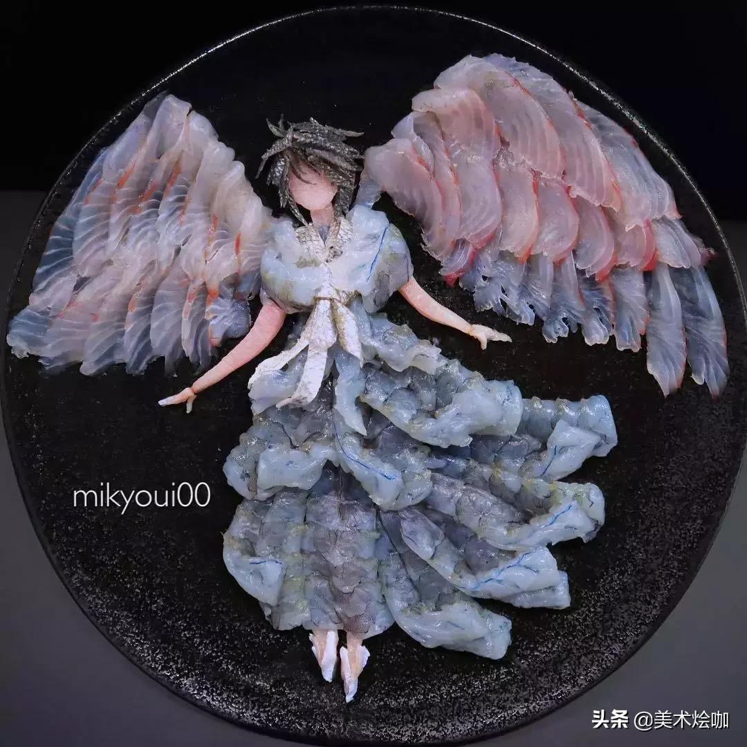 这是家里有矿吗,用三文鱼作画也能美到爆