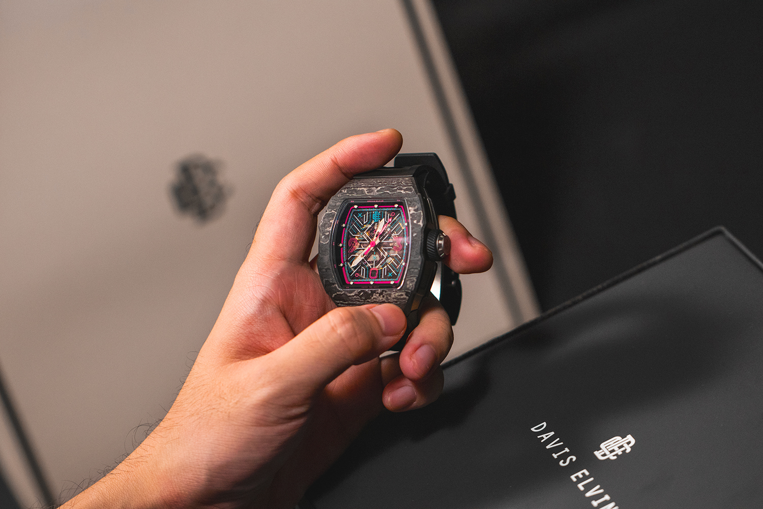 daviselvin轻奢潮牌男士机械腕表,意大利潮牌腕表daviselvin