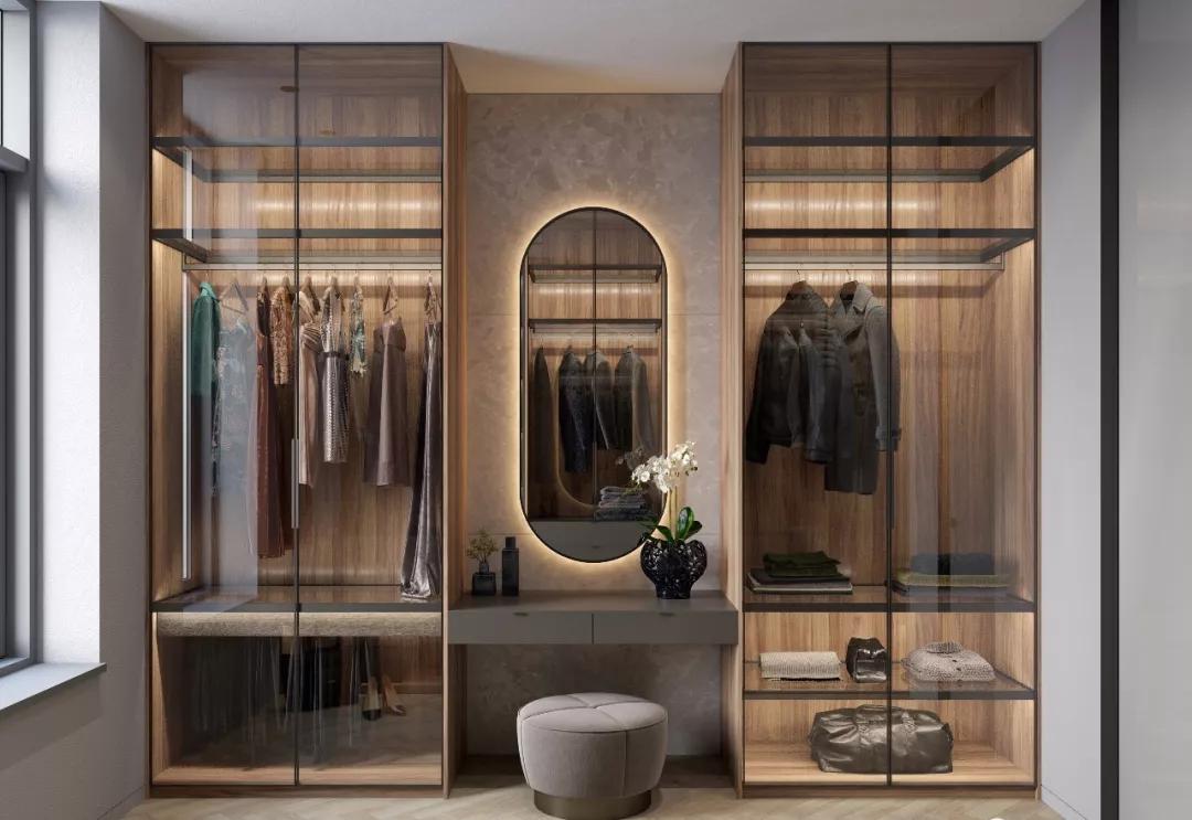 玻璃门定制衣柜布局,定制衣柜高了装不进去怎么办