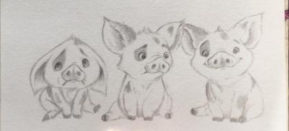 一支铅笔画人物,彩色铅笔画小动物