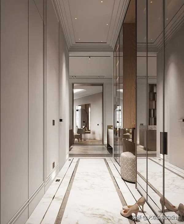 走入式衣帽间设计效果图轻奢风,轻奢简约大气衣帽间