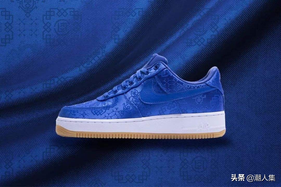 陈冠希丝绸鞋子aj1,af1陈冠希联名蓝丝绸