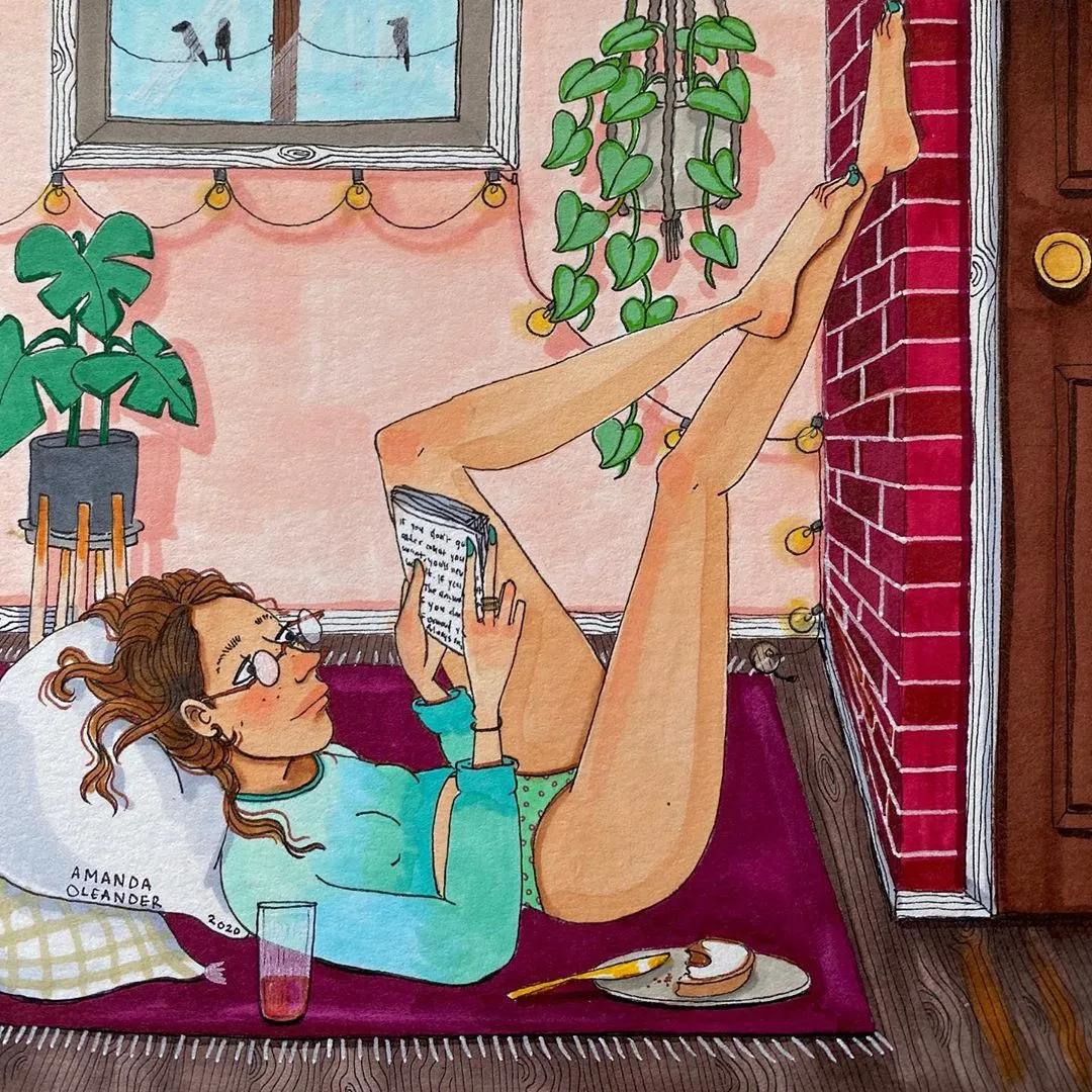 情侣两个人日常生活照片,情侣间的生活插画图片