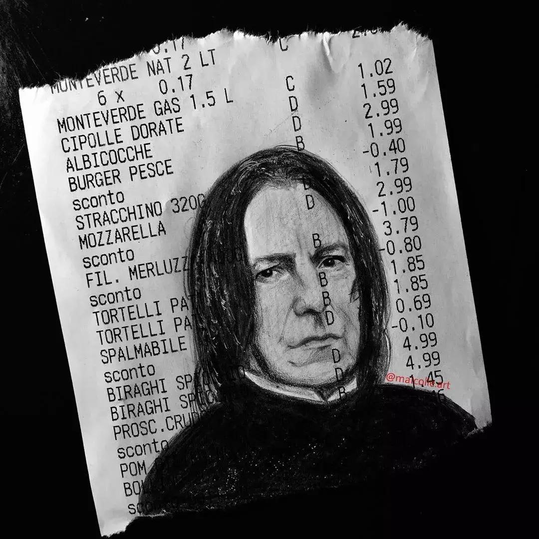 学渣购物小票画画,97年画画天才