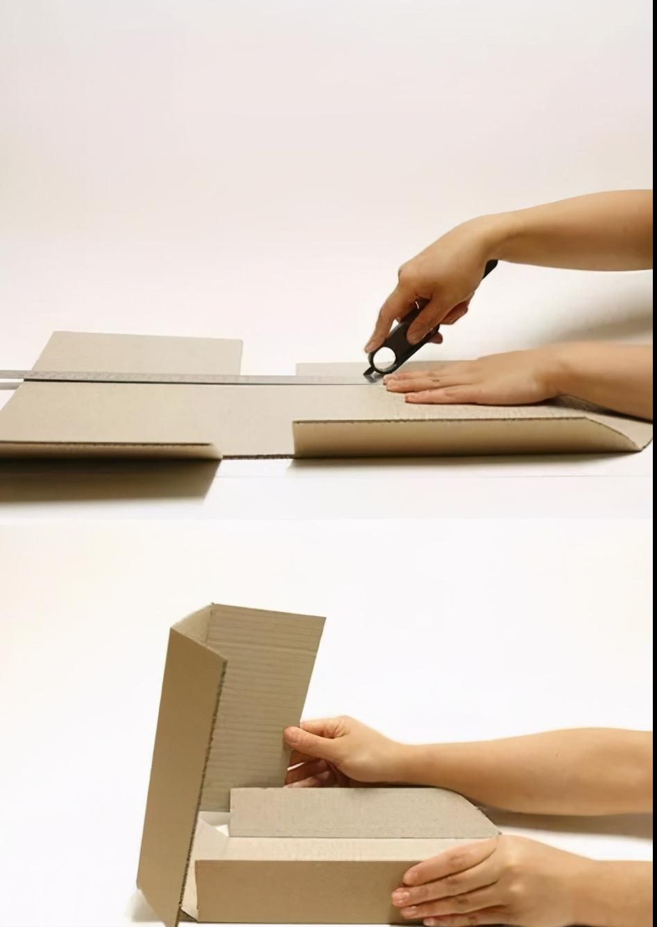 废旧纸板制作收纳盒教程,纸板自制墙壁收纳盒