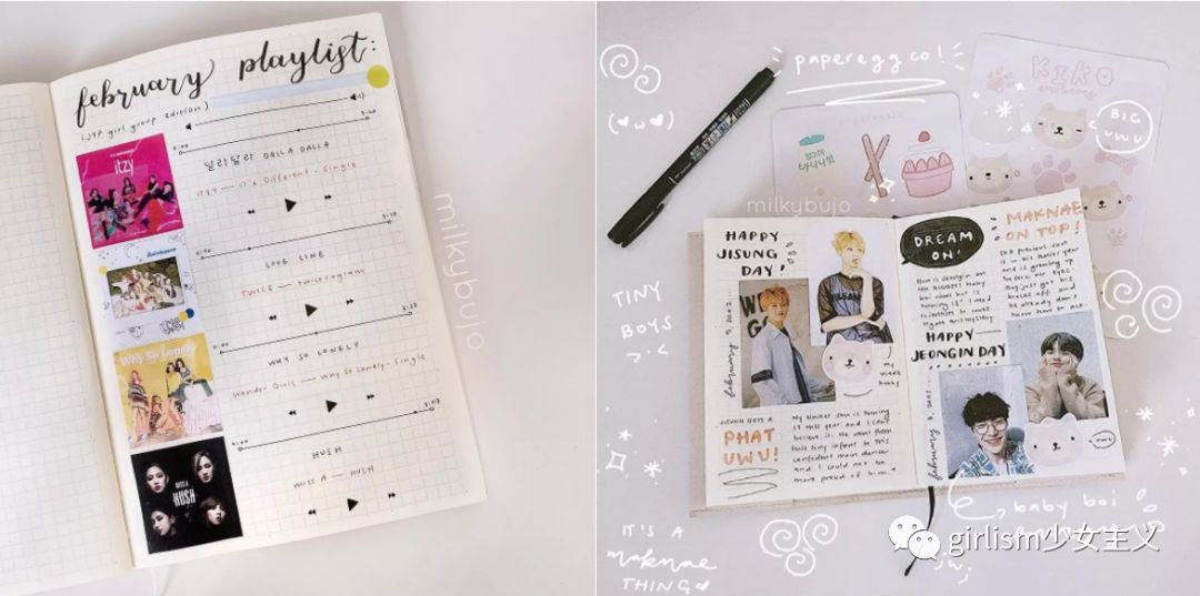 可爱的日系风手帐,简单又可爱的蓝色系手帐