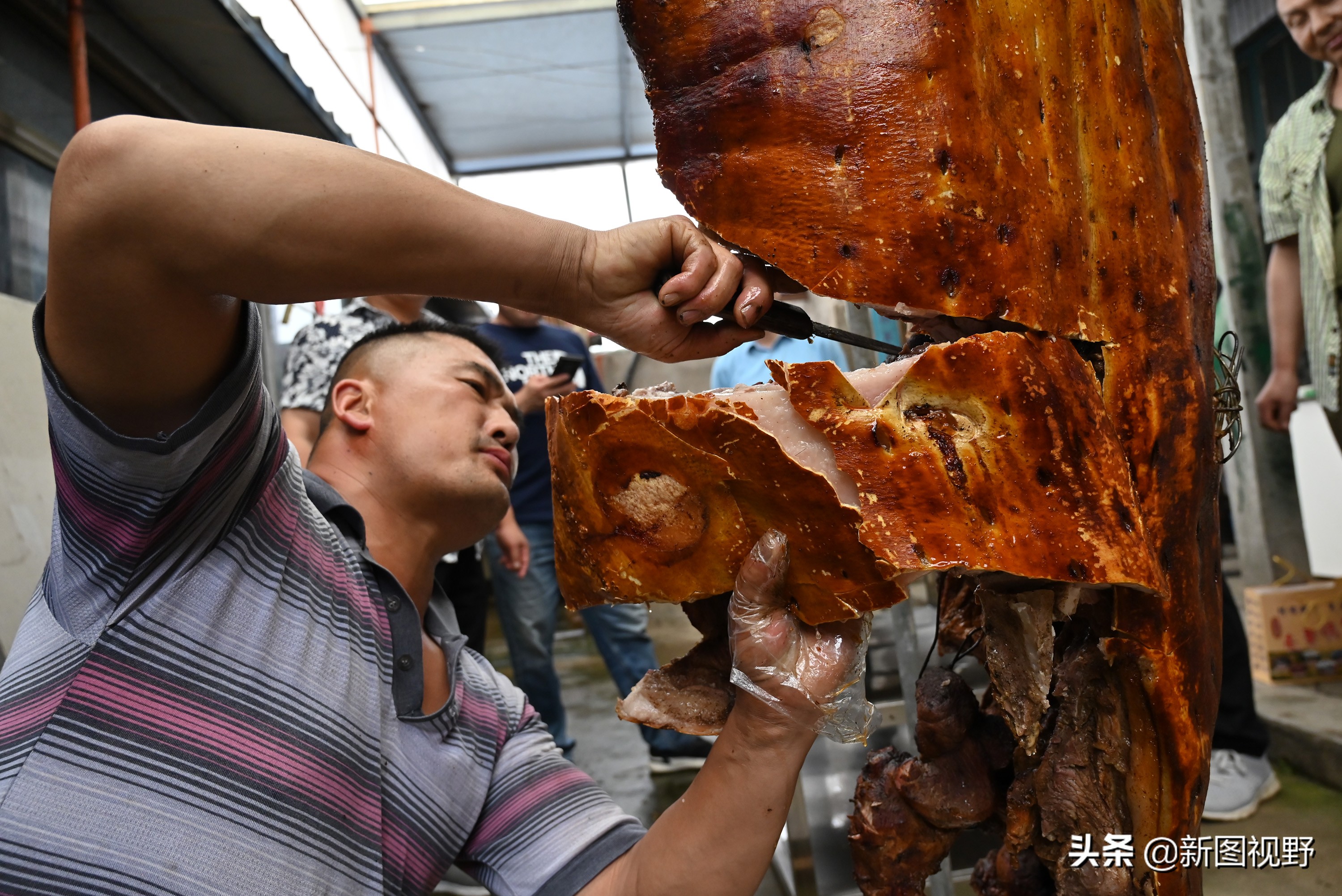 猪价下跌,夫妻“烤全猪”停烤2年后开烤,200斤烤肉出炉就卖光