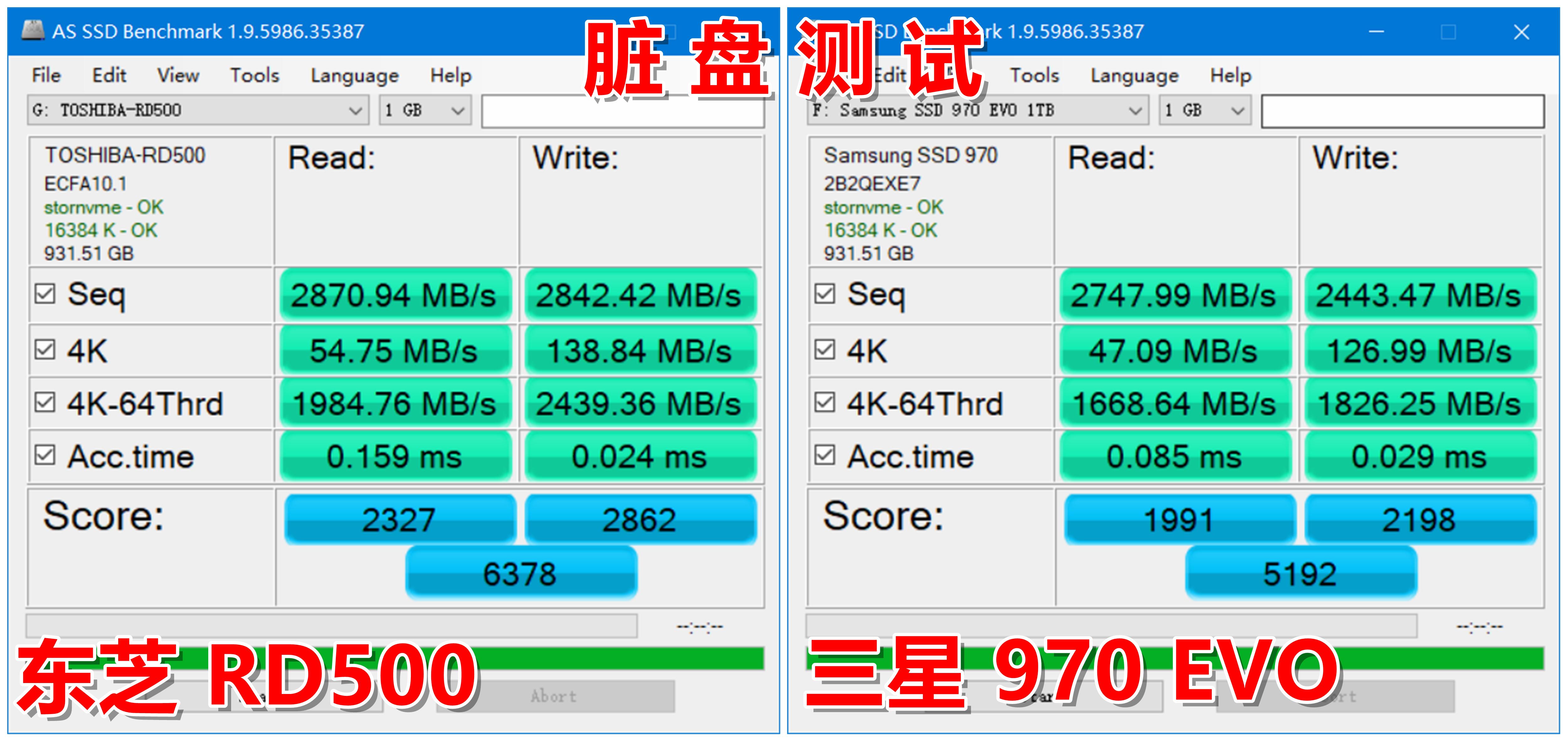 东芝nvme固态硬盘天梯,东芝rc500固态与三星970evo