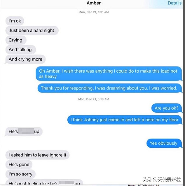 德普家暴又新番：前妻海后曝短信实锤，还骂腐兰兰是“油腻的猪”