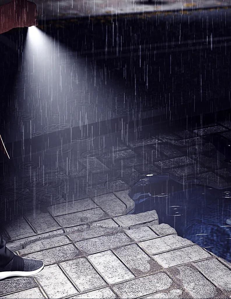 折叠反向伞带手电筒,伞自动折叠照明