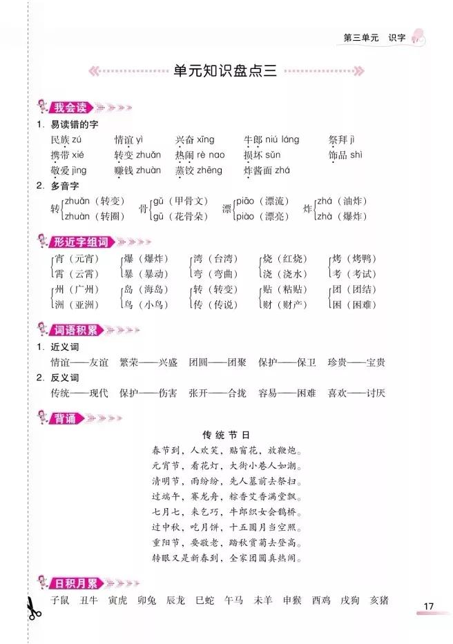 人教三下语文第六单元知识点总结,人教版语文书下册第三单元知识点