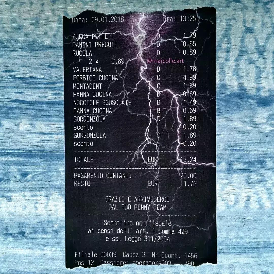 学渣购物小票画画,97年画画天才