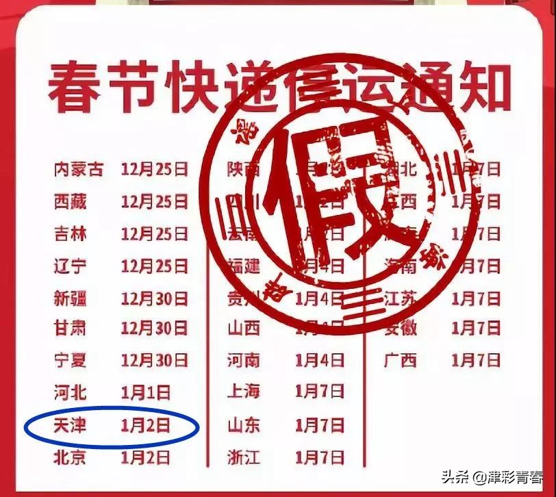 天津现在还有快递停发吗,天津春节快递通知