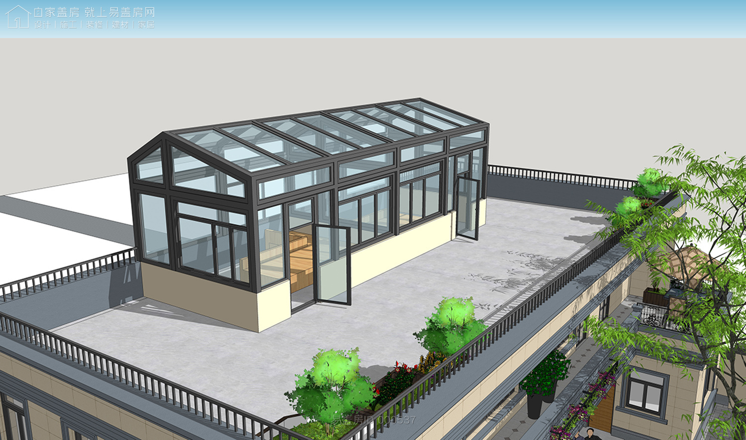 二层农村别墅带阳光房现代简约,农村二层带阳光房别墅效果图