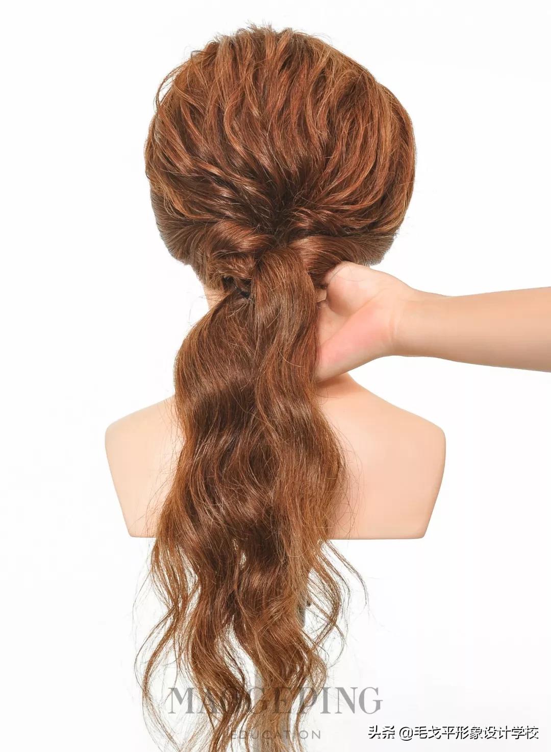 韩式齐肩盘发新娘造型,韩式扎低马尾盘发新娘