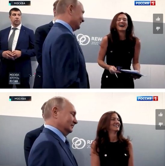 美国女记者*诱色**普京：超短裙、大白腿，撩头发、抛媚眼、舔嘴唇