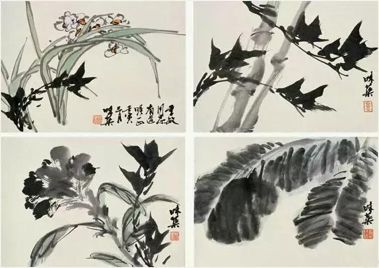 艺术上大胆实践,勇于创新,主张花鸟和山水相结合.