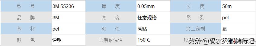 3m55280工业胶带,3m55236双面胶带规格