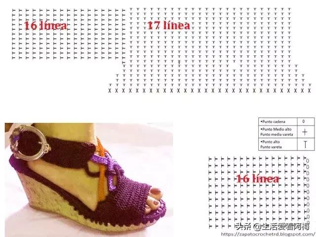 钩鞋收尾花边编织教程,鞋子怎么钩织