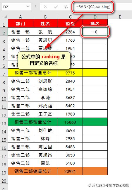 excel如何根据数值大小进行排名,excel成绩排名从第一名到最后一名