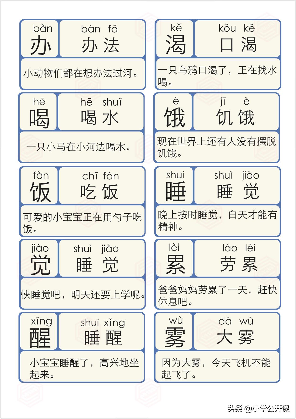 幼儿识字卡1000个常用汉字,少儿识字组词卡